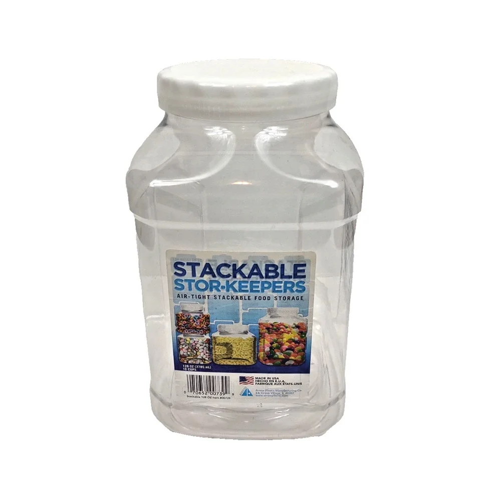 Clear Stackable Storage Jar Container 128oz Food Cookie Snack No BPA USA Made